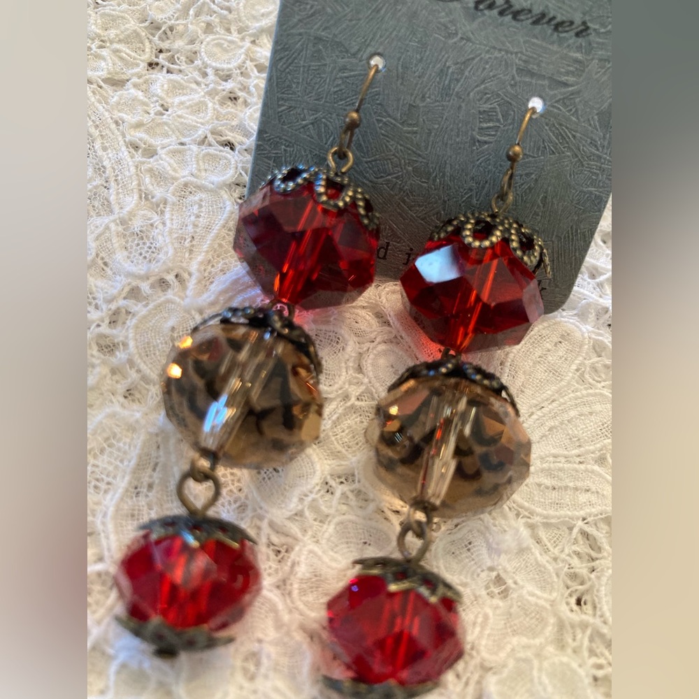 Crystal Dangle Earrings Faceted statement Earrings 3” long Super Sparkly…